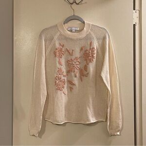 CALLAHAN Embroidered Sheer Sweater in Cream